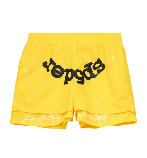 spider-yellow-double-layer-shorts